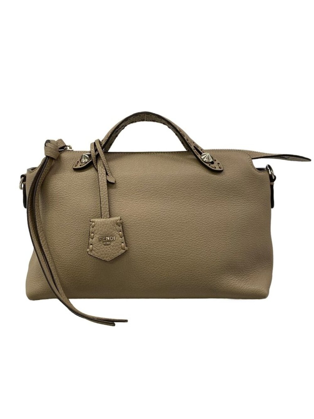 Fendi Handbag by the Way Selleria Gray Beige Leather